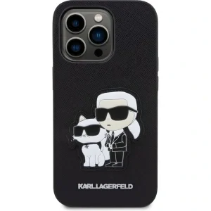 Husa Karl Lagerfeld PU Saffiano Karl si Choupette NFT pentru iPhone 13 Pro Negru
