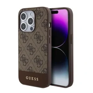 Husa Guess PU 4G Stripe MagSafe pentru iPhone 15 Pro Max Brown