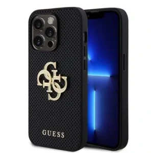 Husa Guess PU Perforated 4G Glitter Metal Logo  pentru iPhone 15 Pro Black