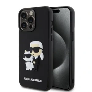 Husa Karl Lagerfeld 3D Rubber Karl and Choupette pentru Phone 14 Pro Max Black
