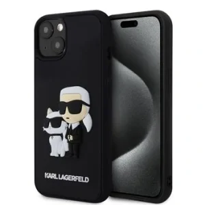 Husa Karl Lagerfeld 3D Rubber Karl and Choupette pentru iPhone 15 Plus Black
