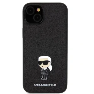 Husa Karl Lagerfeld Fixed Glitter Metal Ikonik pentru iPhone 15 Plus Black