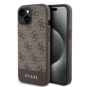 Husa Guess PU 4G Stripe MagSafe pentru Phone 15 Brown