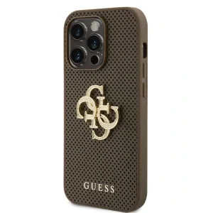 Husa Guess PU Perforated 4G Glitter Metal Logo pentru iPhone 15 Pro Max Taupe