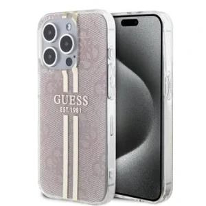Husa Guess IML 4G Gold Stripe pentru iPhone 15 Pro Max