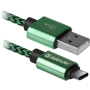 Cablu Date Type C Defender USB09-03T PRO USB2.0 2.1A 1m Verde