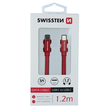 Cablu Date Usb C to Type C Swissten Textil 1.2m Rosu thumb