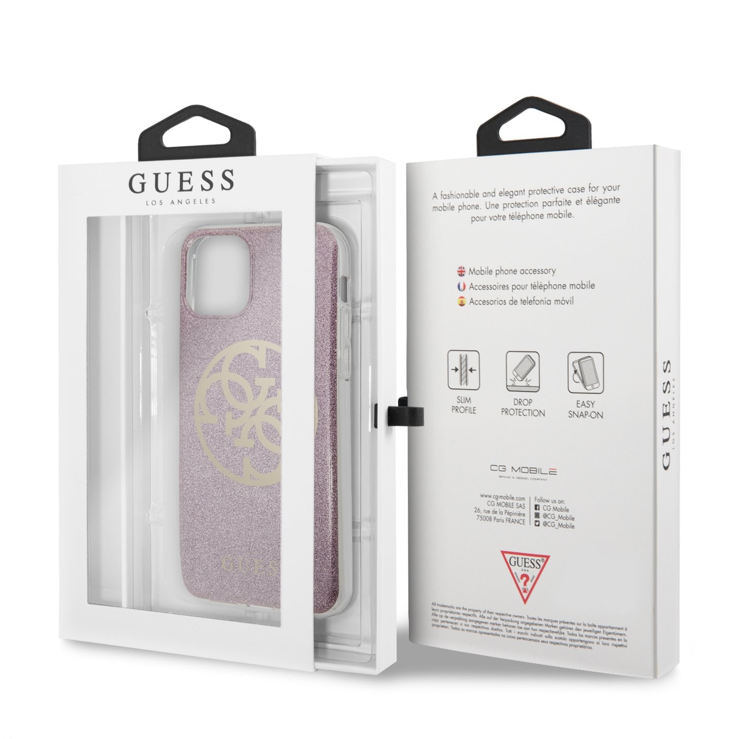 Husa Cover Guess Glitter Circle pentru iPhone 11 Pro Max Roz Auriu thumb