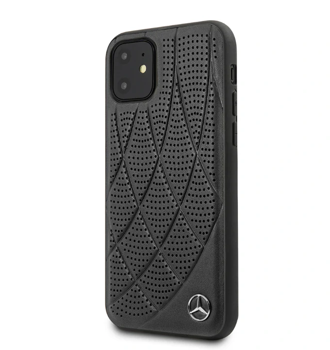 Husa Cover Mercedes Perforated Leather pentru iPhone 11, Negru thumb