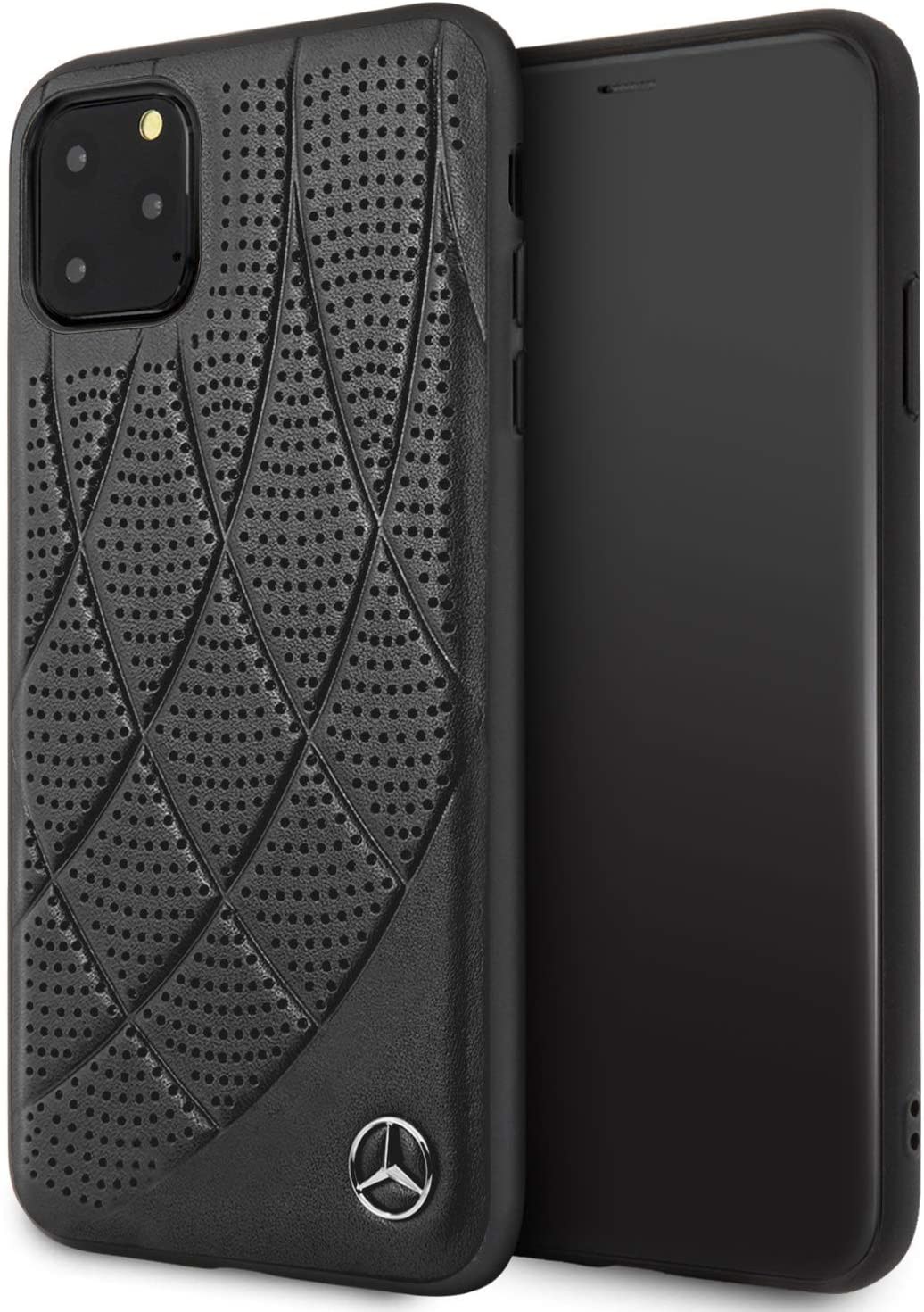 Husa Cover Mercedes Perforated Leather pentru iPhone 11 Pro Max, Negru thumb