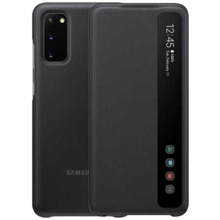 Husa Originala Samsung Galaxy S20, S-View Clear, Negru thumb